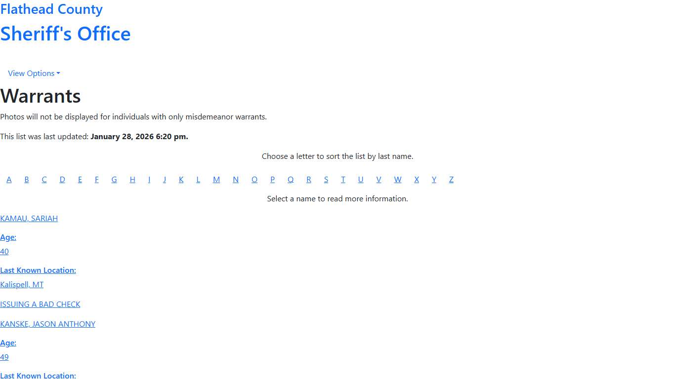 FC Sheriff's Office - Warrants